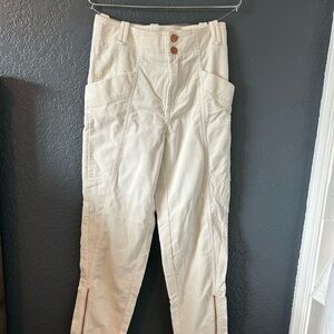 Anthropologie Cream Straight Leg Denim Jeans
